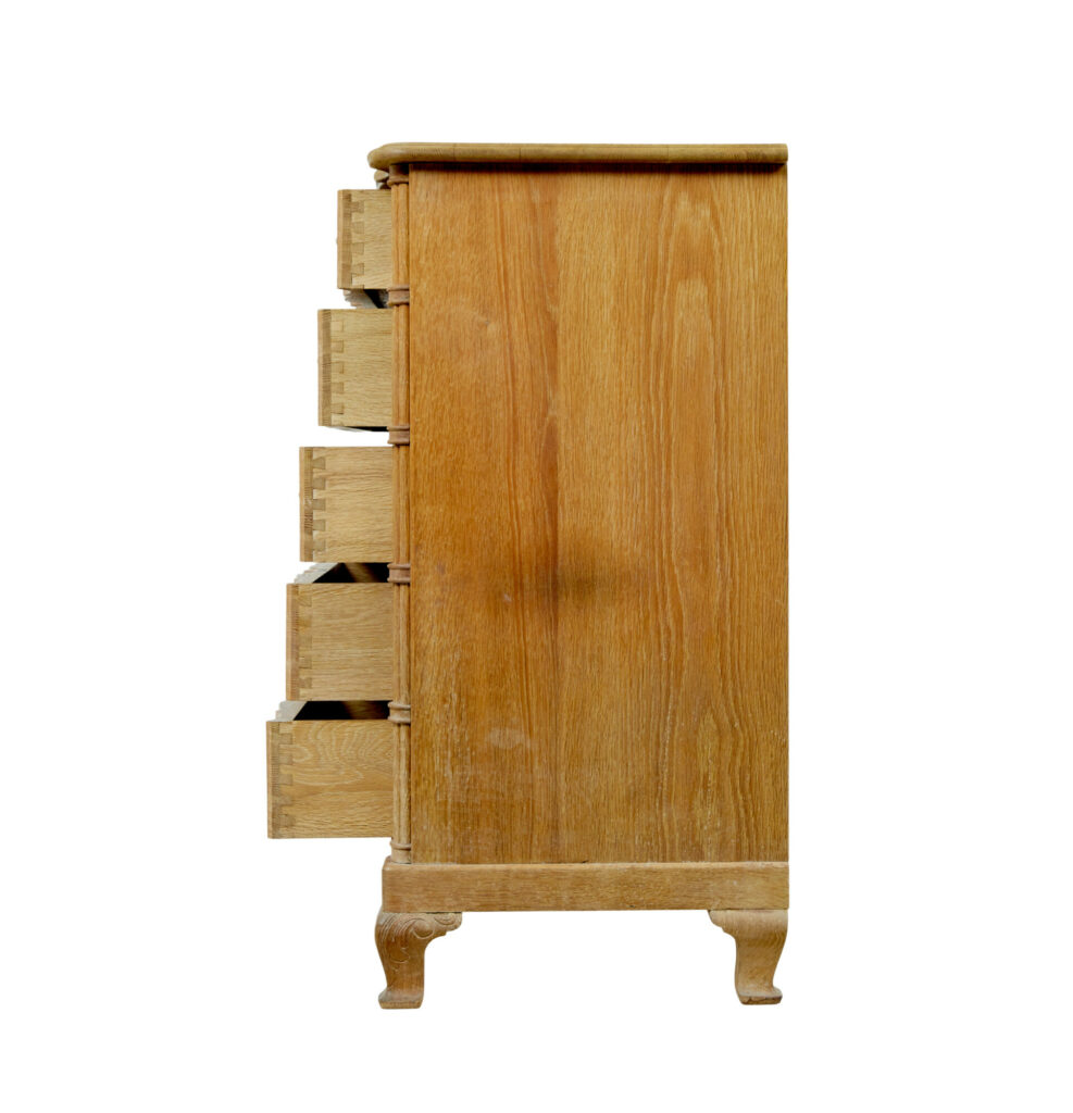 Mid Century Baroque Revival Solid Oak Chest of Drawers — image 4