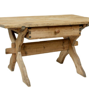 19TH CENTURY SWEDISH PINE X FRAME KITCHEN TABLE