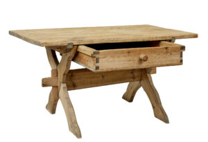 19th Century Swedish Pine X Frame Kitchen Table — thumbnail 11