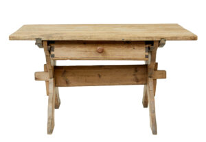 19th Century Swedish Pine X Frame Kitchen Table — thumbnail 10