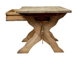 19th Century Swedish Pine X Frame Kitchen Table — thumbnail 9