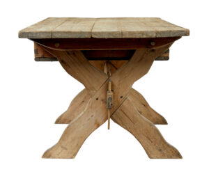 19th Century Swedish Pine X Frame Kitchen Table — thumbnail 7