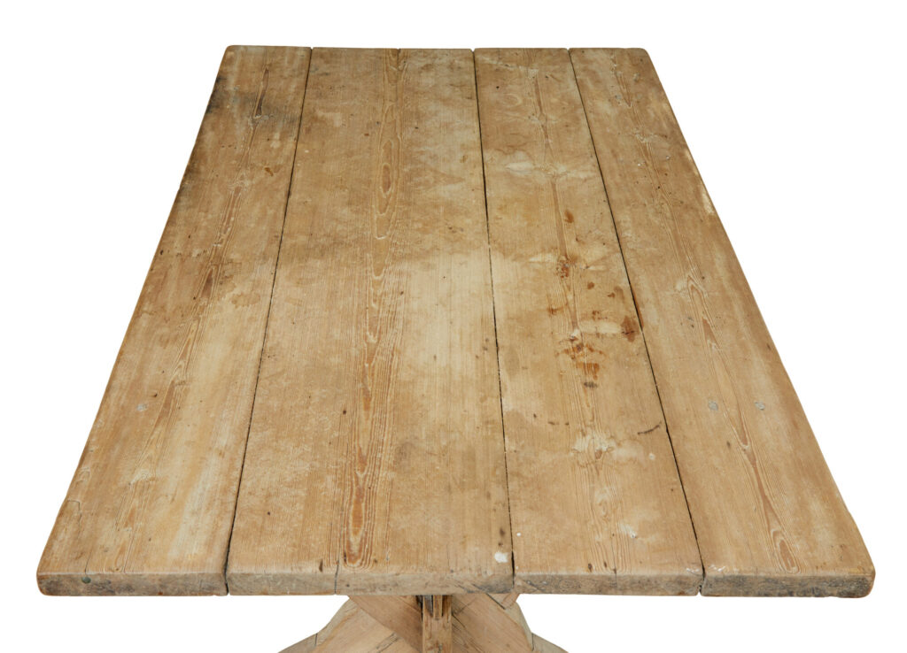 19th Century Swedish Pine X Frame Kitchen Table — image 4