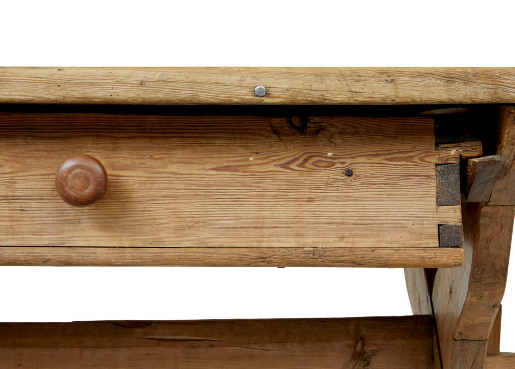 19th Century Swedish Pine X Frame Kitchen Table — image 3