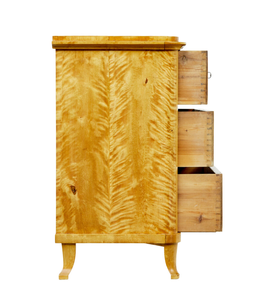 19th Century Swedish Birch 3 Drawer Chest — image 2