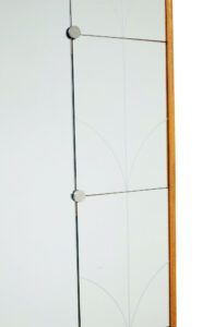 Mid Century Dome Topped and Etched Wall Mirror — thumbnail 2