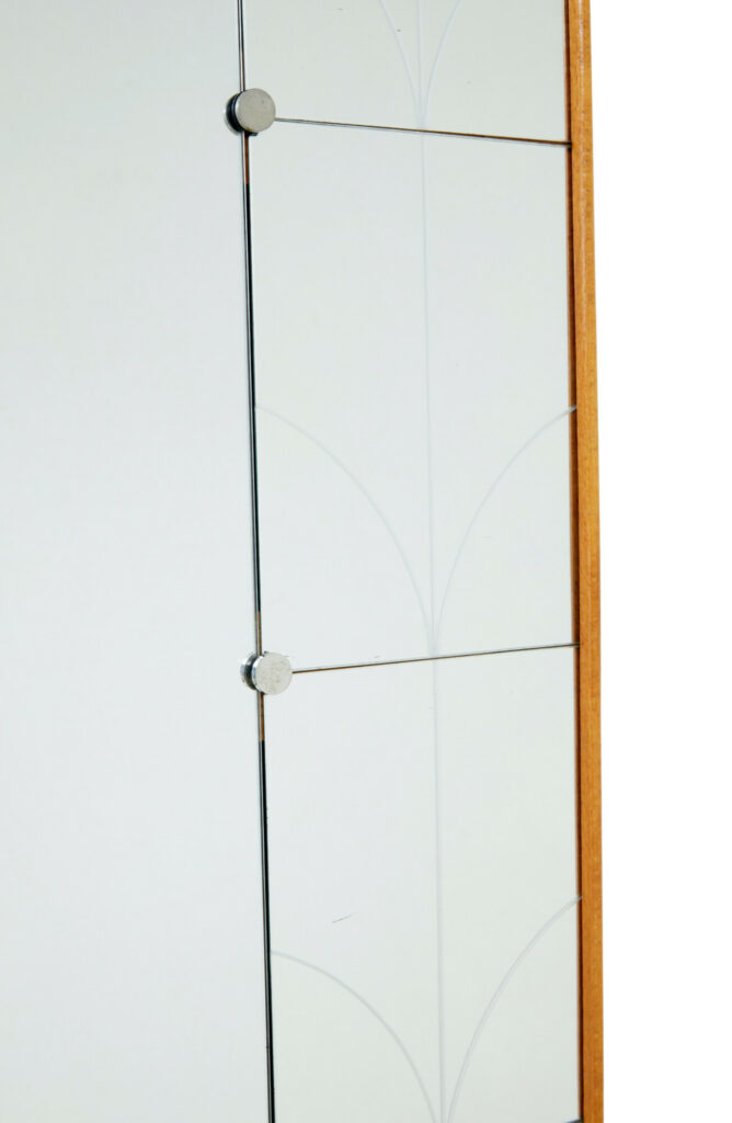 Mid Century Dome Topped and Etched Wall Mirror — image 2
