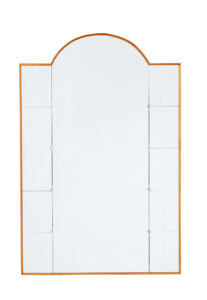 MID CENTURY DOME TOPPED AND ETCHED WALL MIRROR