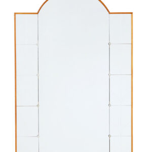 MID CENTURY DOME TOPPED AND ETCHED WALL MIRROR