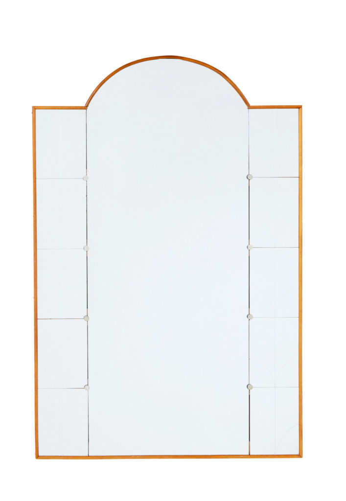 Mid Century Dome Topped and Etched Wall Mirror