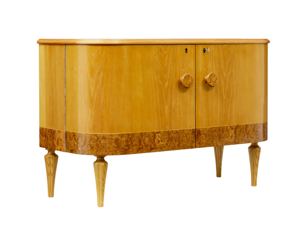 Mid Century Elm and Burr Small Sideboard by Tingstroms