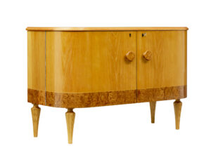 MID CENTURY ELM AND BURR SMALL SIDEBOARD BY TINGSTROMS