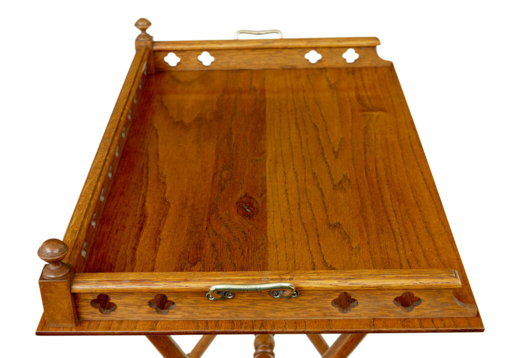 19th Century Carved Oak Butlers Tray on Stand — image 8