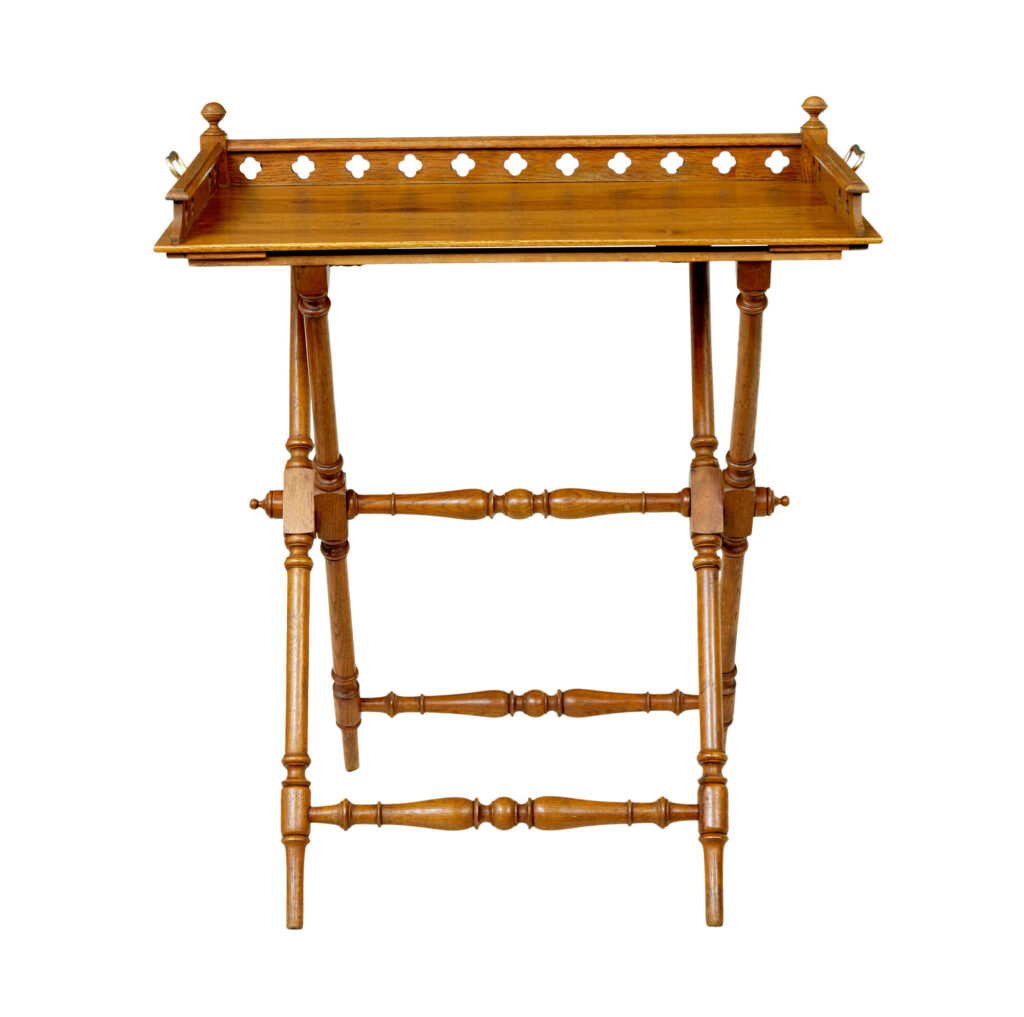 19th Century Carved Oak Butlers Tray on Stand — image 5