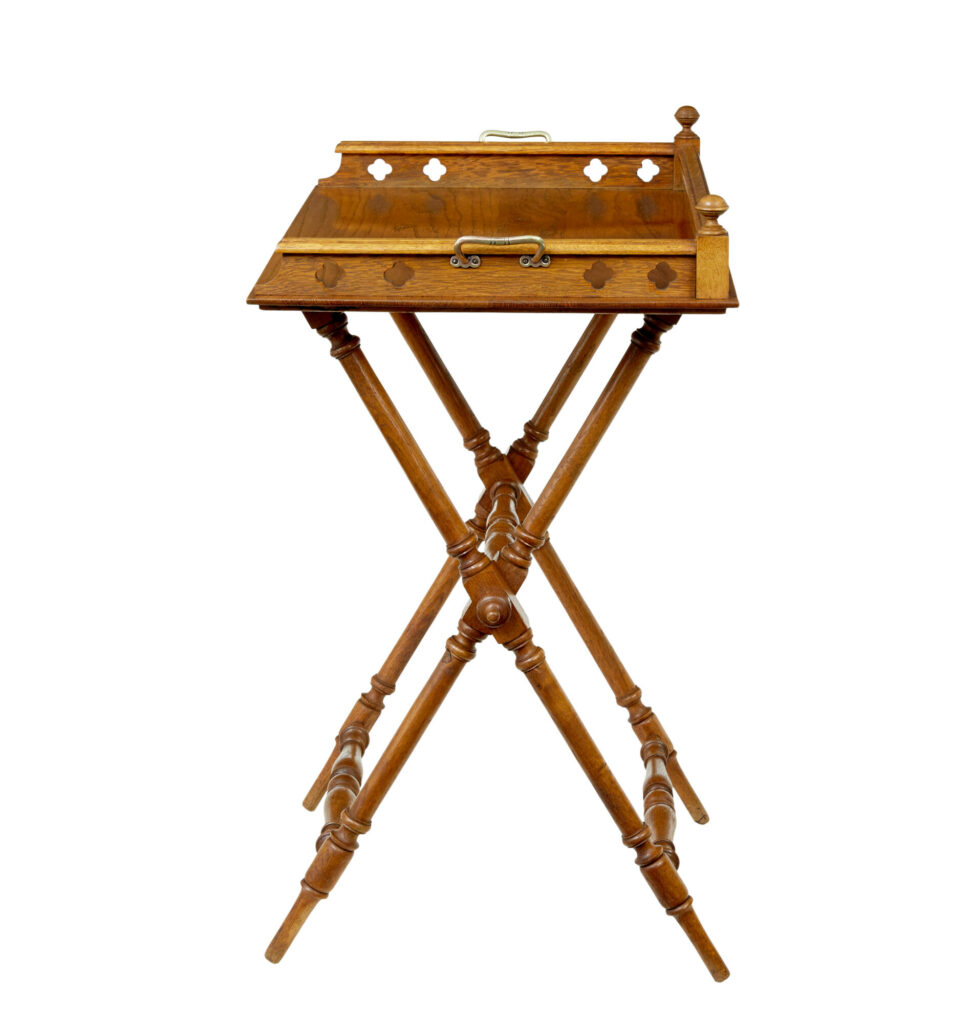 19th Century Carved Oak Butlers Tray on Stand — image 4