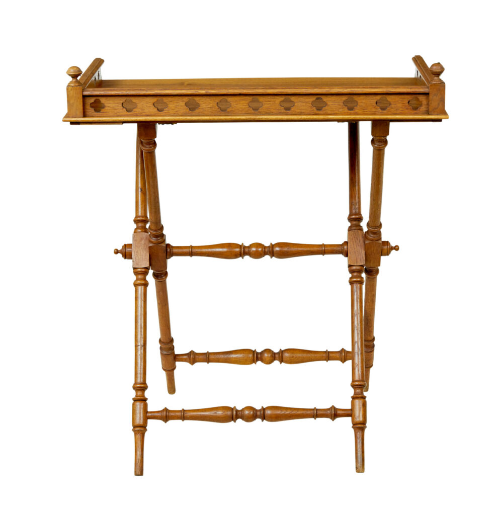 19th Century Carved Oak Butlers Tray on Stand — image 3