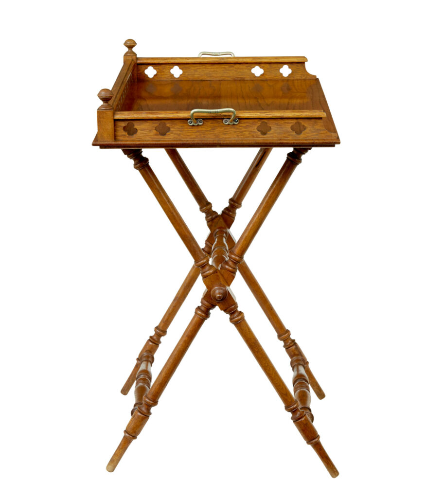 19th Century Carved Oak Butlers Tray on Stand — image 2