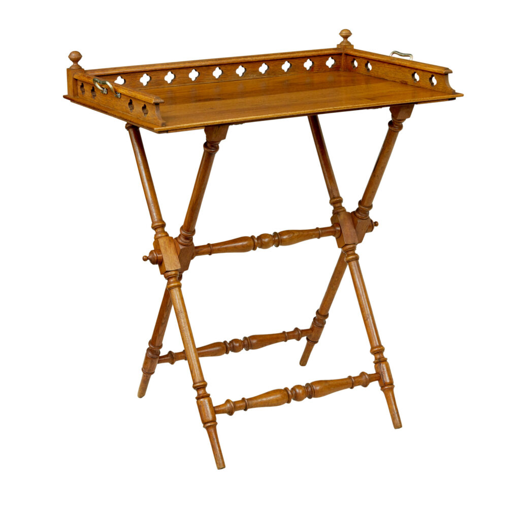 19th Century Carved Oak Butlers Tray on Stand