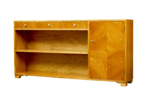 SCANDINAVIAN MID CENTURY ELM LOW OPEN BOOKCASE