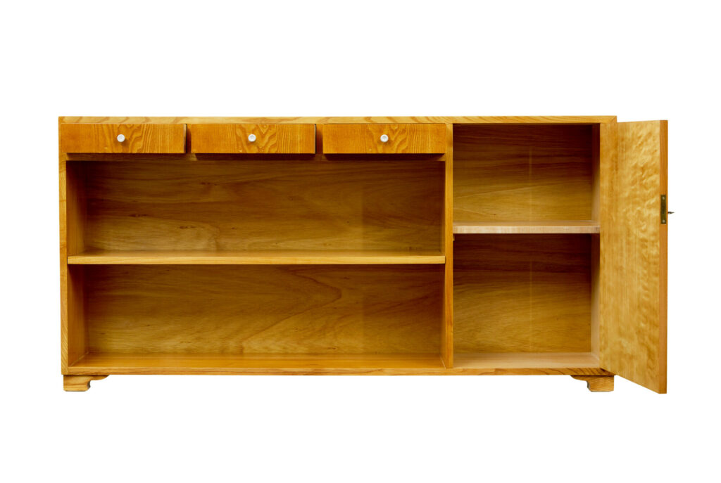 Scandinavian Mid Century Elm Low Open Bookcase — image 9
