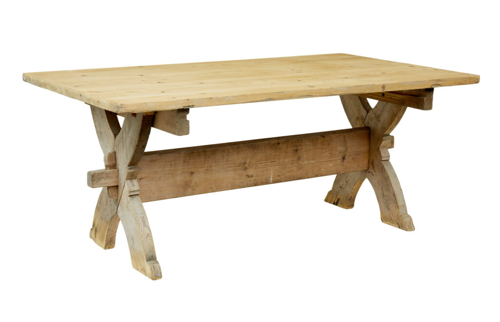 Large Mid 19th Century Swedish Pine Trestle Table