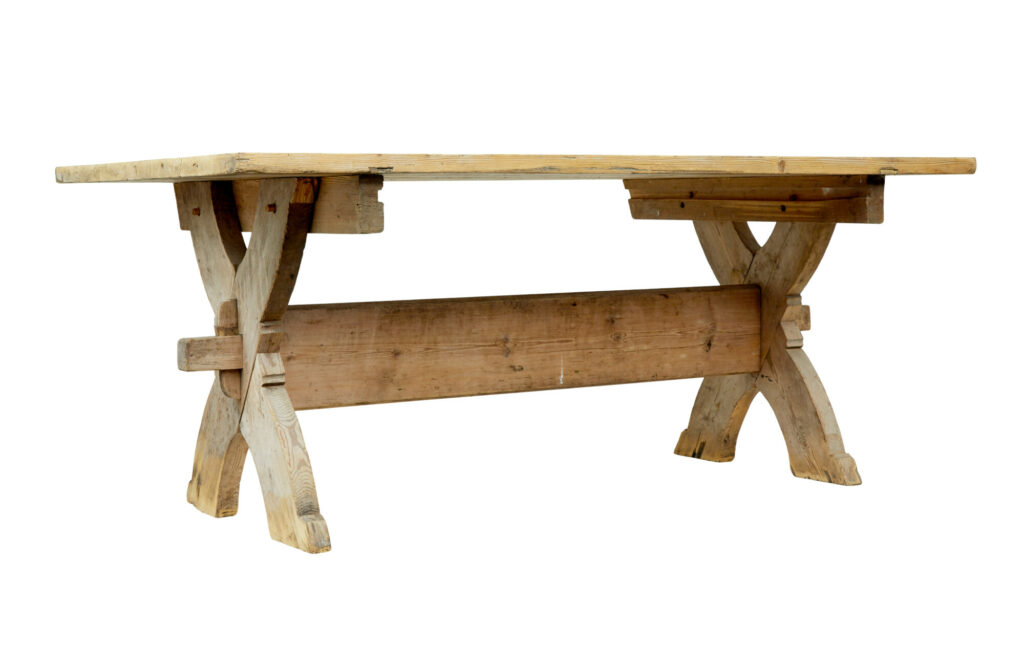 Large Mid 19th Century Swedish Pine Trestle Table — image 9