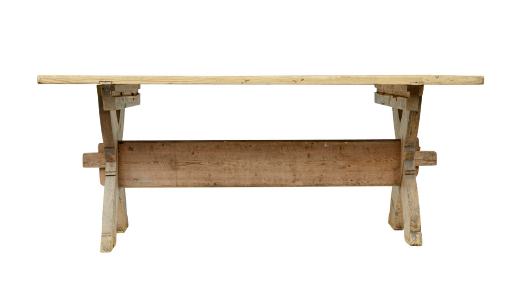 Large Mid 19th Century Swedish Pine Trestle Table — image 6