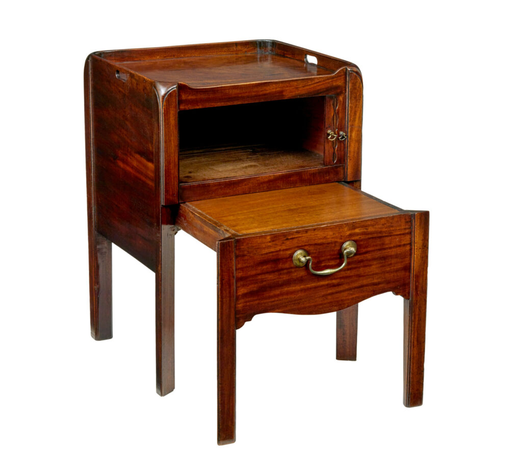 19th Century Georgian Tambour Bedside Table — image 9