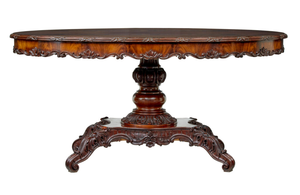19th Century Hand Carved Oval Center Table