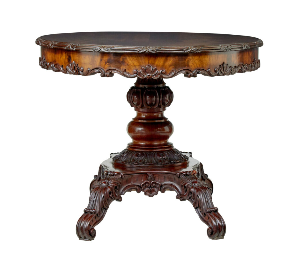 19th Century Hand Carved Oval Center Table — image 2