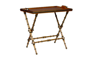 19TH CENTURY WALNUT COLONIAL INSPIRED BUTLERS TRAY ON STAND