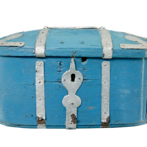 SWEDISH 19TH CENTURY BLUE PAINTED SHAPED STRONG BOX