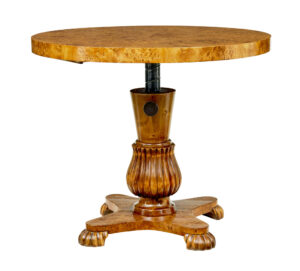 Scandinavian Mid Century Adjustable Burr Birch Coffee Table — thumbnail 2