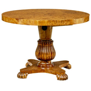 SCANDINAVIAN MID CENTURY ADJUSTABLE BURR BIRCH COFFEE TABLE