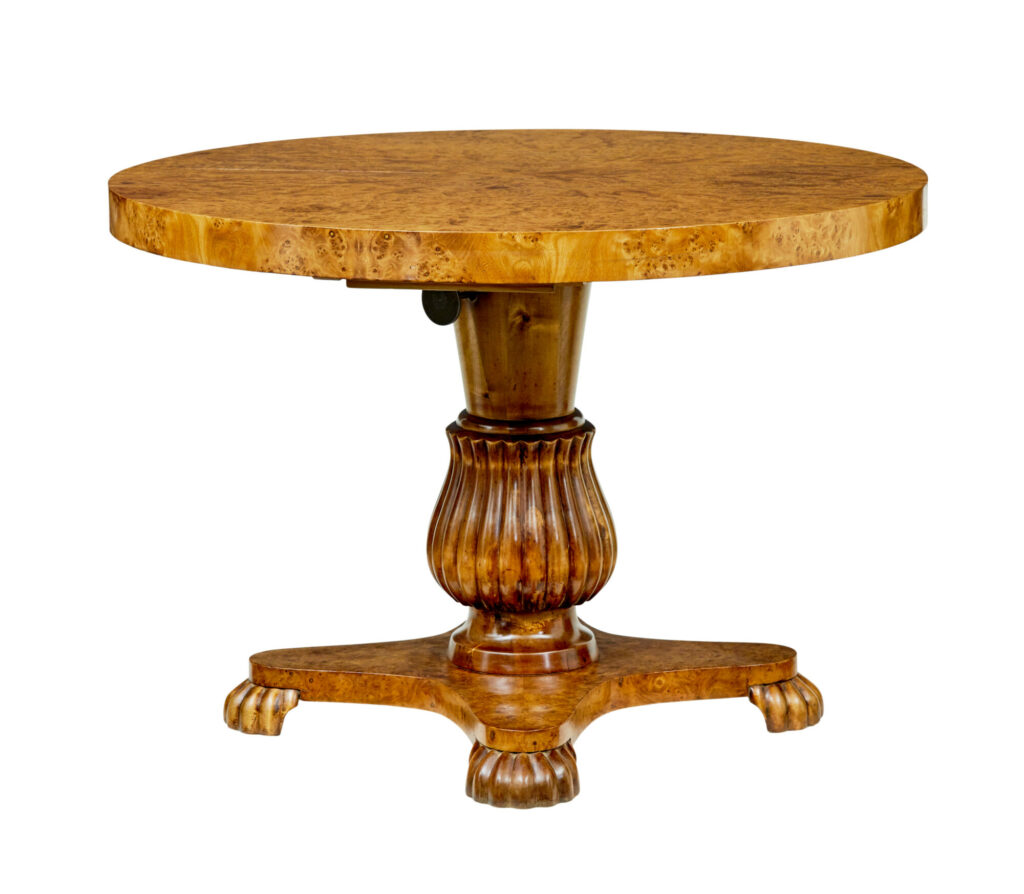Scandinavian Mid Century Adjustable Burr Birch Coffee Table — image 8
