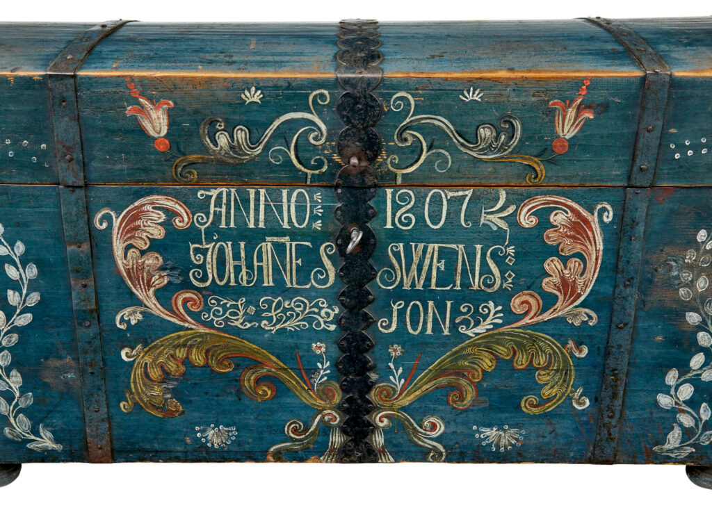 Early 19th Century Hand Painted Swedish Marriage Chest — image 6