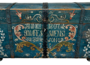 Early 19th Century Hand Painted Swedish Marriage Chest — thumbnail 6
