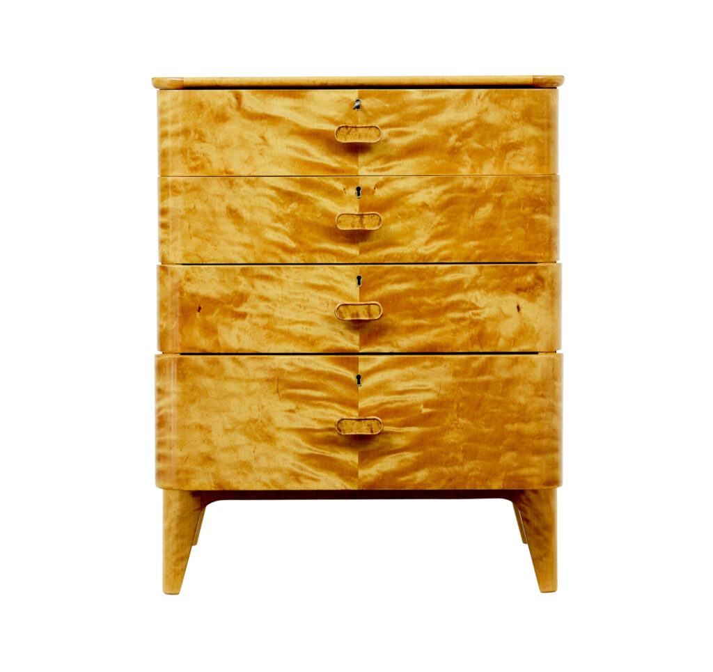 Small Mid Century Swedish Birch Chest of Drawers by Bodafors — image 5