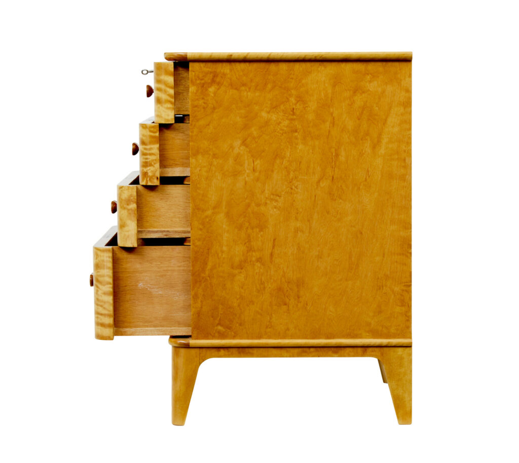 Small Mid Century Swedish Birch Chest of Drawers by Bodafors — image 4