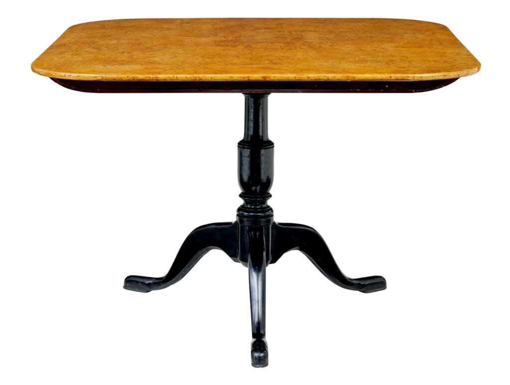 19th Century Swedish Burr Birch Tripod Table
