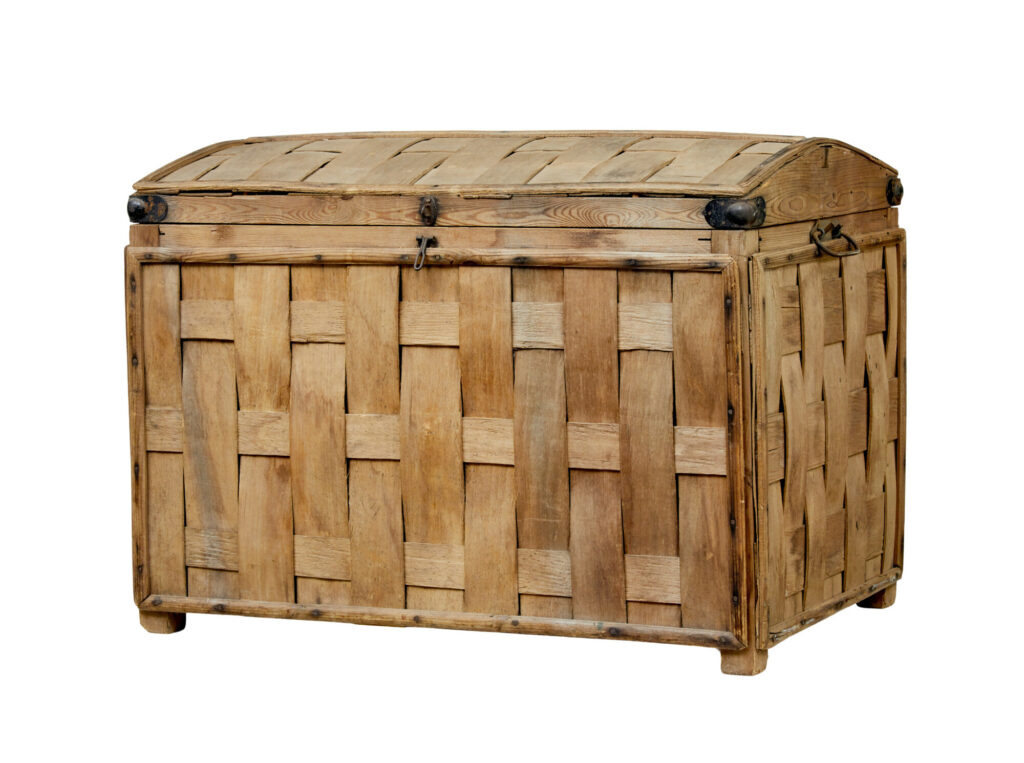19th Century Rustic Scandinavian Hand Woven Storage Box