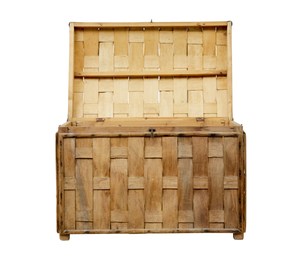 19th Century Rustic Scandinavian Hand Woven Storage Box — image 7