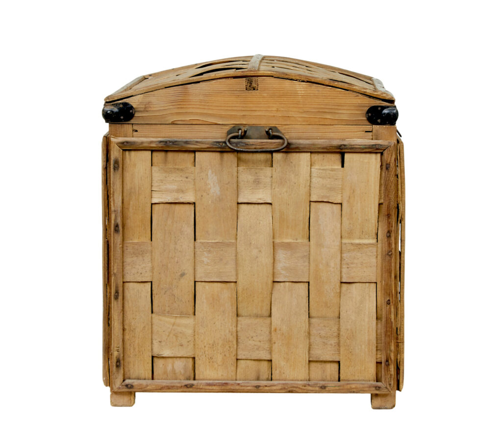 19th Century Rustic Scandinavian Hand Woven Storage Box — image 6