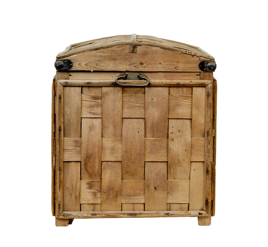 19th Century Rustic Scandinavian Hand Woven Storage Box — image 4