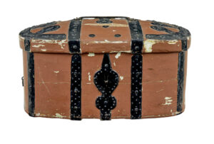 SWEDISH 19TH CENTURY BROWN PAINTED SHAPED STRONG BOX
