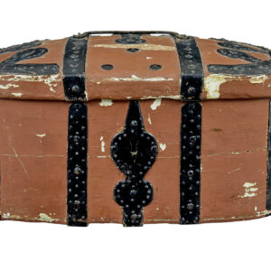 SWEDISH 19TH CENTURY BROWN PAINTED SHAPED STRONG BOX