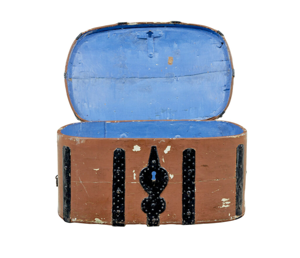 Swedish 19th Century Brown Painted Shaped Strong Box — image 7
