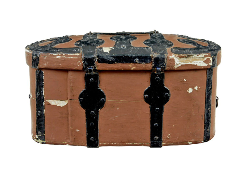 Swedish 19th Century Brown Painted Shaped Strong Box — image 5