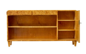 Mid Century Swedish Elm and Burr Sideboard Bookcase — thumbnail 8