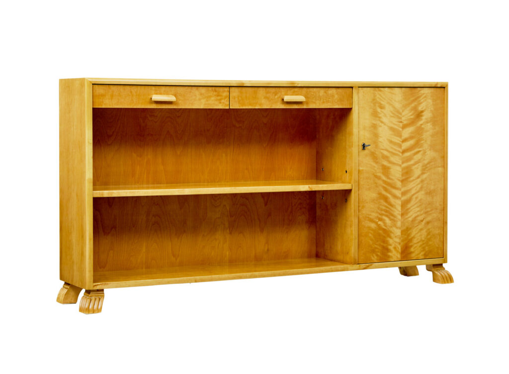 20th Century Swedish Birch Low Open Bookcase